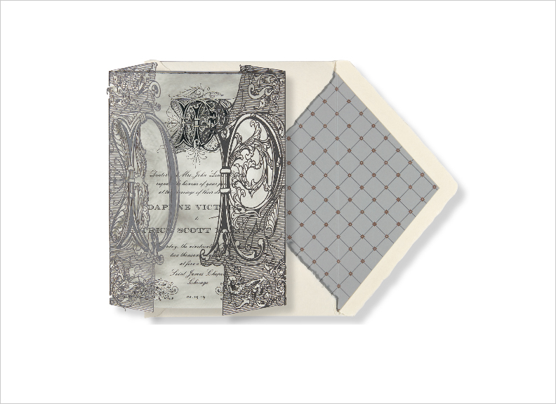 monogram wedding invitation engraved invite laser cut wrap by elizabeth grace